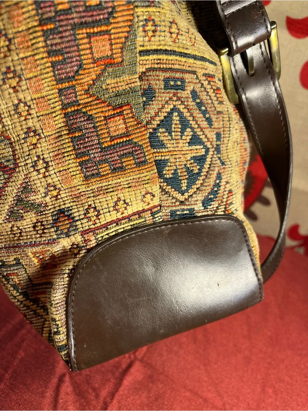 Vintage Relic Tapestry Multicolor Earth Tone Shoulder Bag